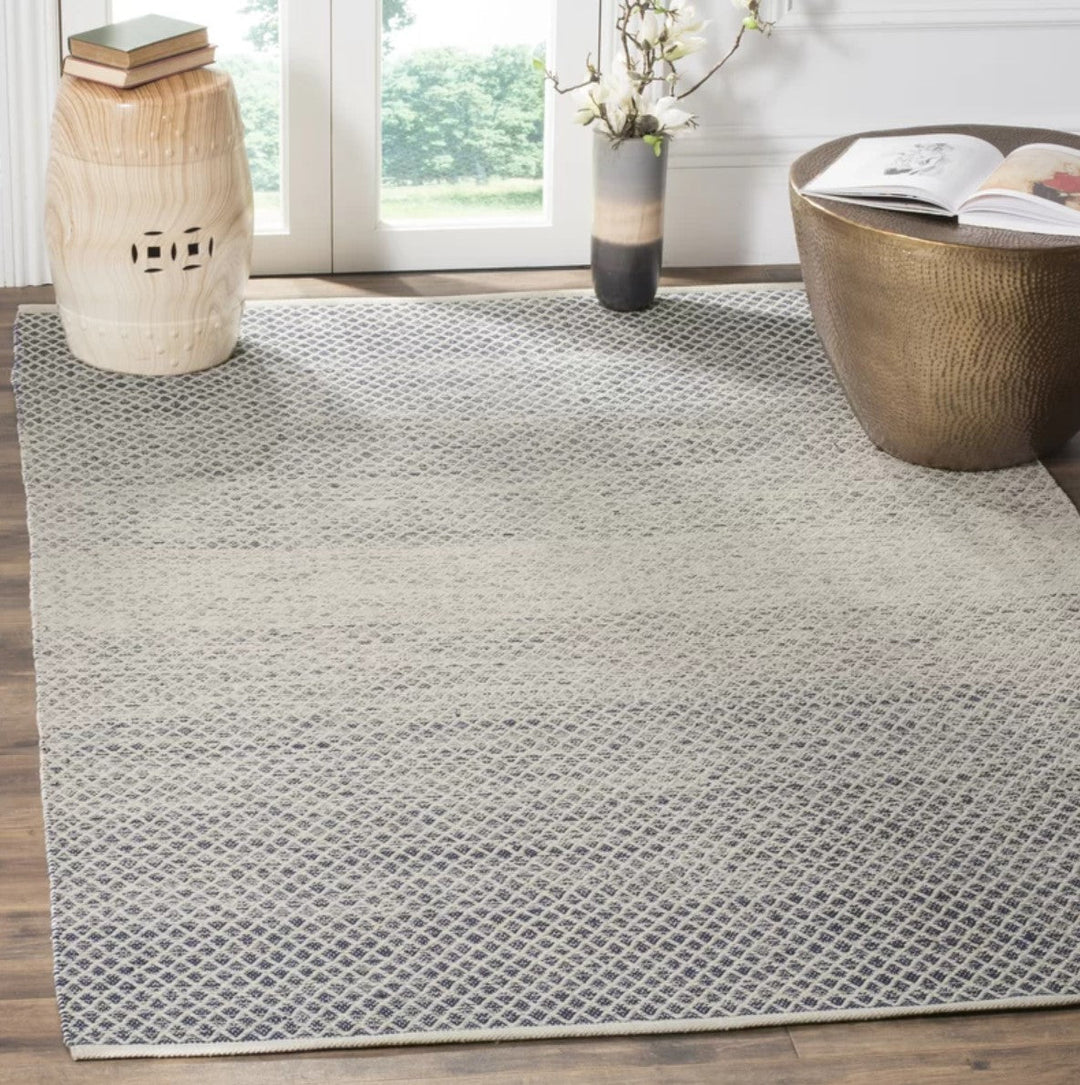 Aitken Handmade Flatweave Cotton Navy Ivory Rug