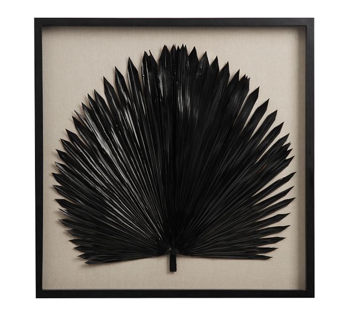 Palm Leaf Shadow Box Wall Art With Frame 39.5"x39.5"