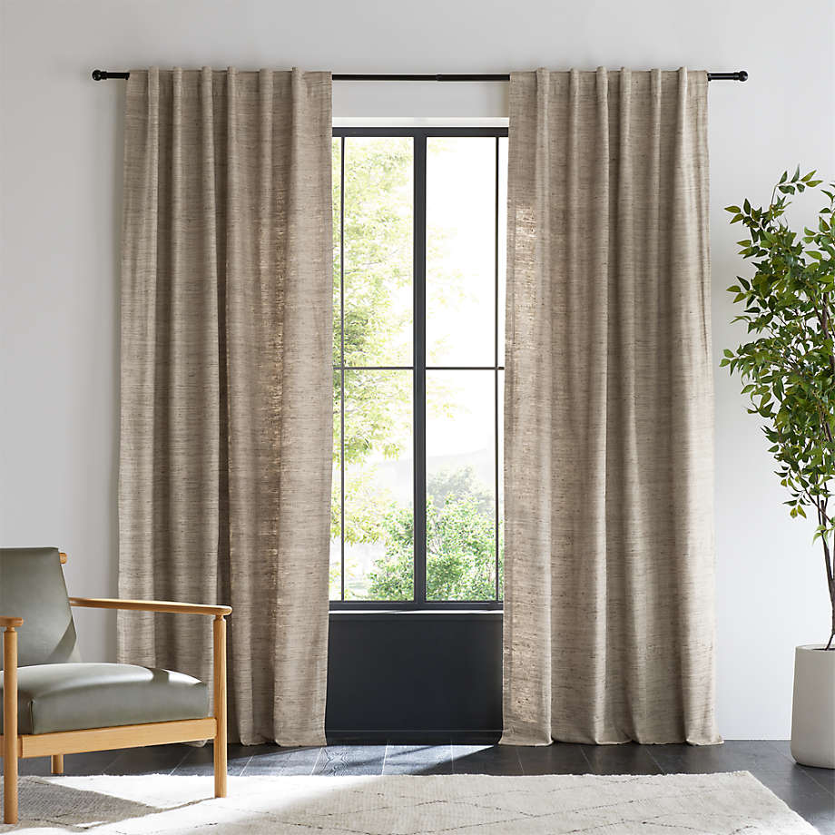 Trevino Warm Beige Cotton Silk Blend Window Curtain Panel-96"