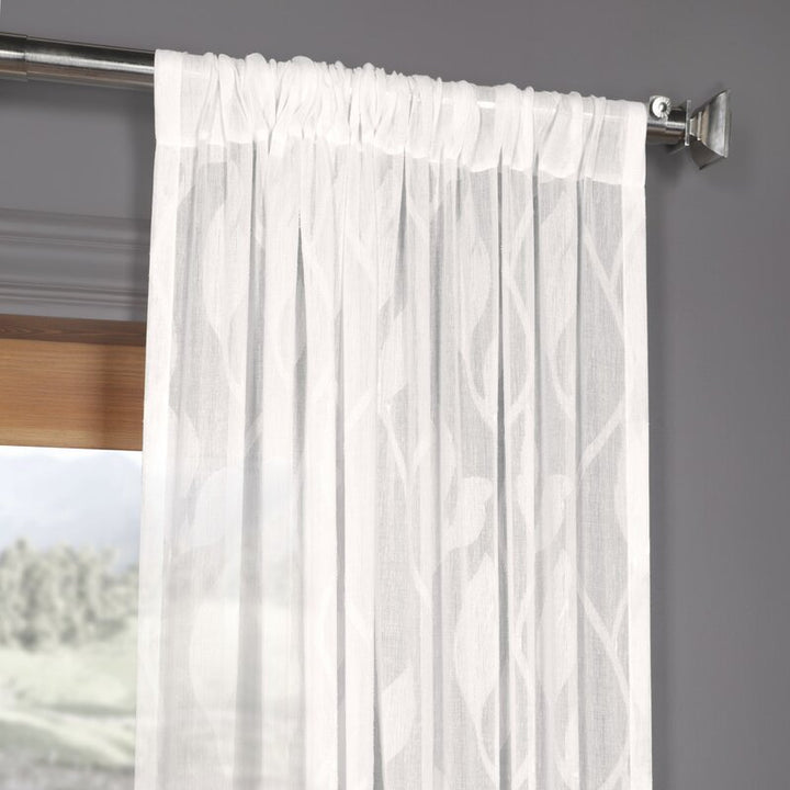 Euphony Damask Sheer Rod Pocket Single Curtain Panel