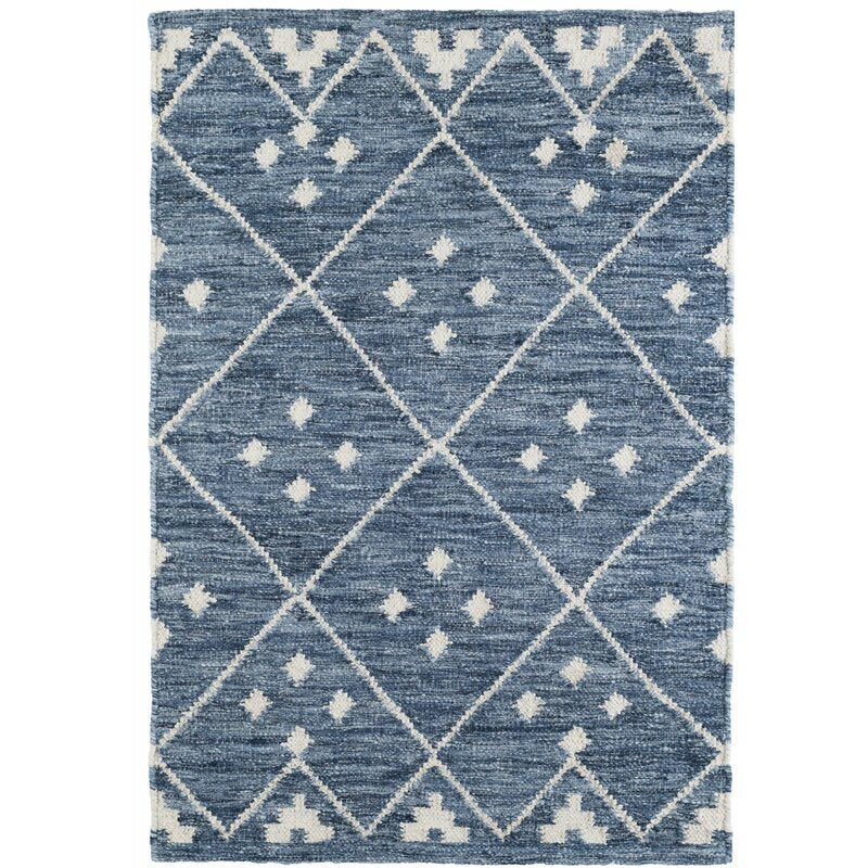 Kota Kilim Geometric Area Rug In Blue White