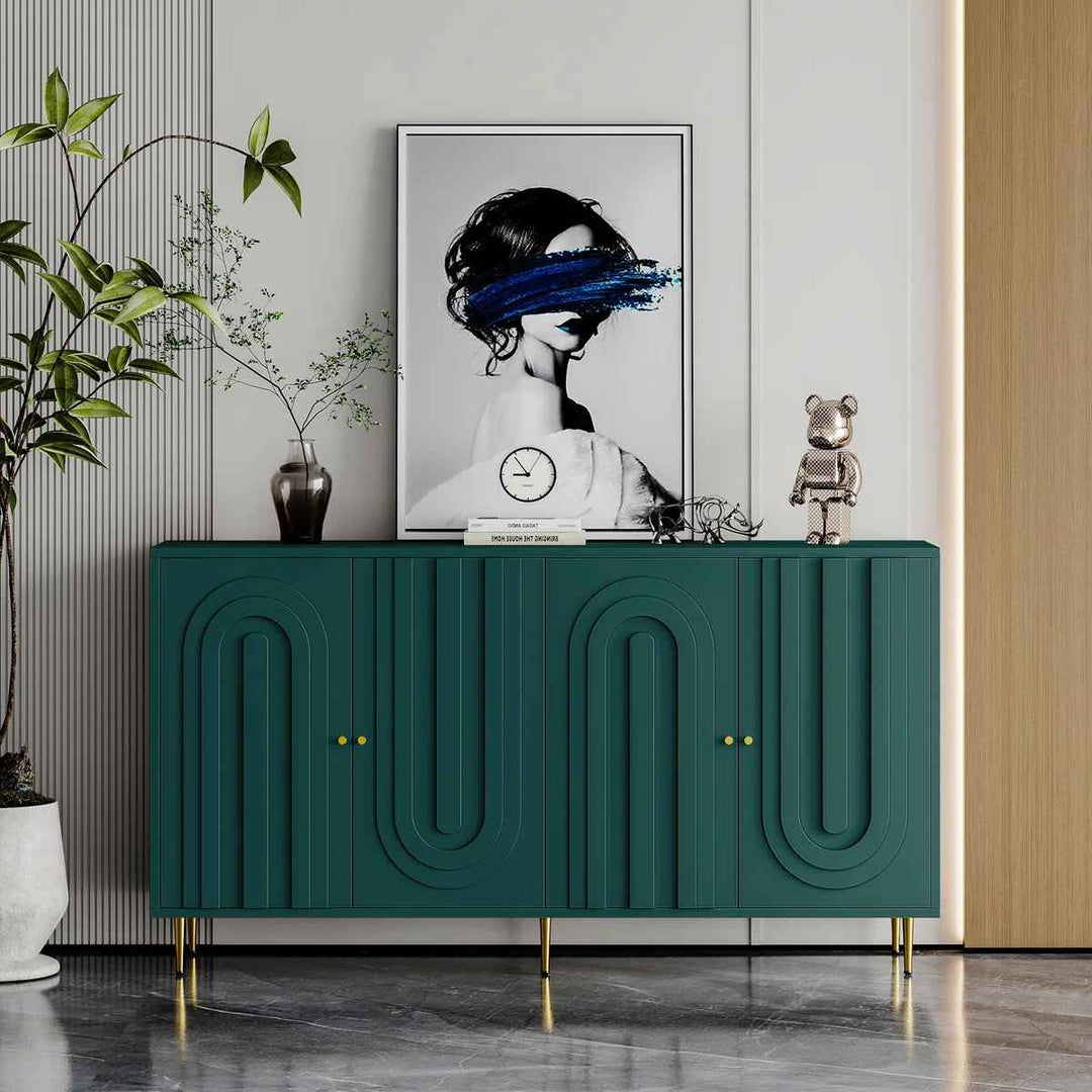Divith Modern Lacquered Wooden Sideboard Buffet Server Cabinet Office credenza with 4 Door