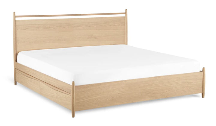 Lenia Panel White Oak King Storage Bed