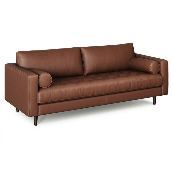 Sven Tufted Taos Brown Leather Sofa