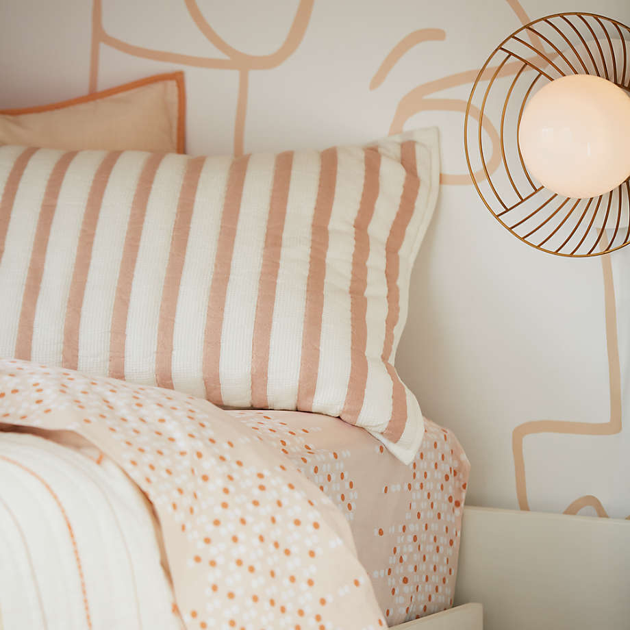 Organic Pink Stripe Waffle Weave Quilt Twin