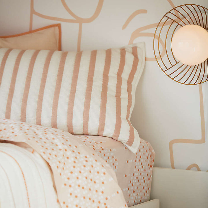 Organic Pink Stripe Waffle Weave Quilt Twin