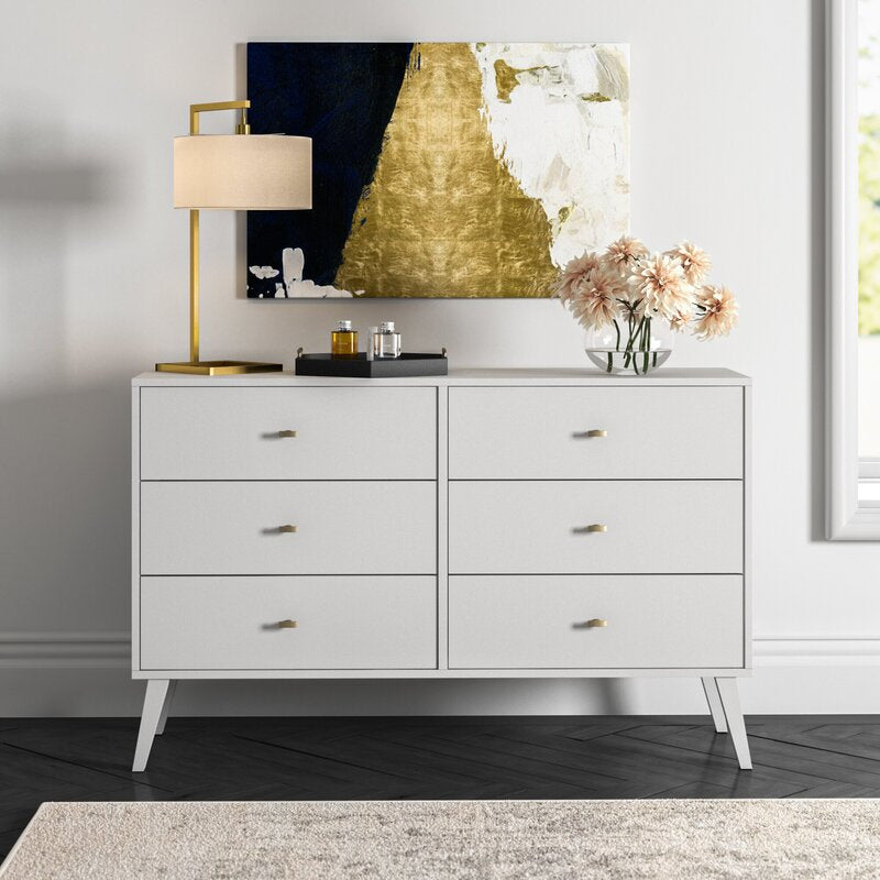 Shamar Mid Century Modern 6 Drawer Double Dresser