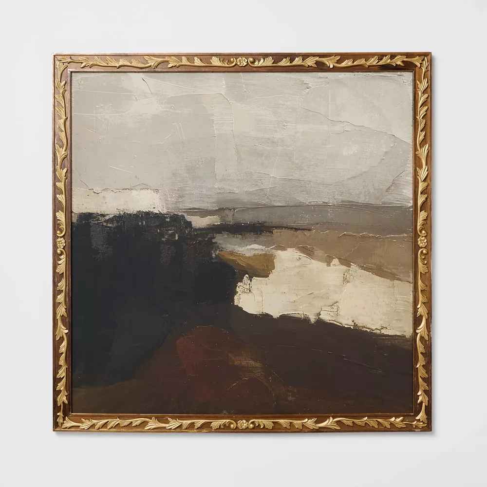 Dark Modern Abstract Framed Art-28"x28"