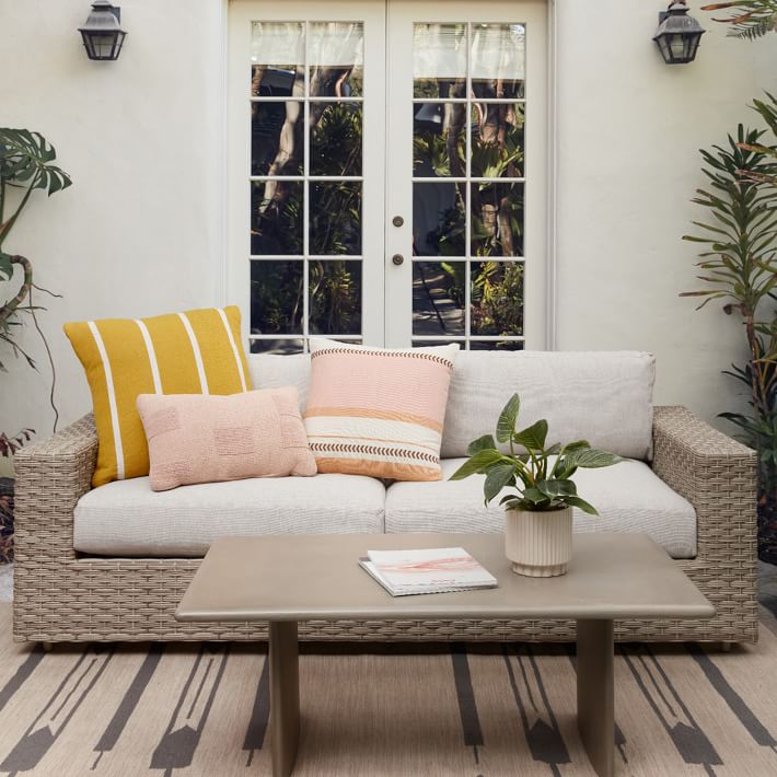 Variegated Block Stripe Indoor Outdoor Pillow With Insert-20"X20"