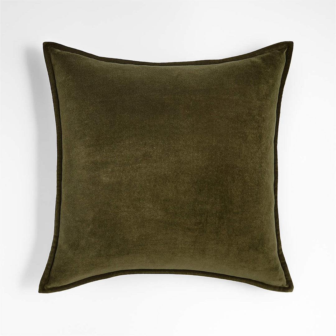 Dark Green Washed Organic Cotton Velvet Throw 20x20