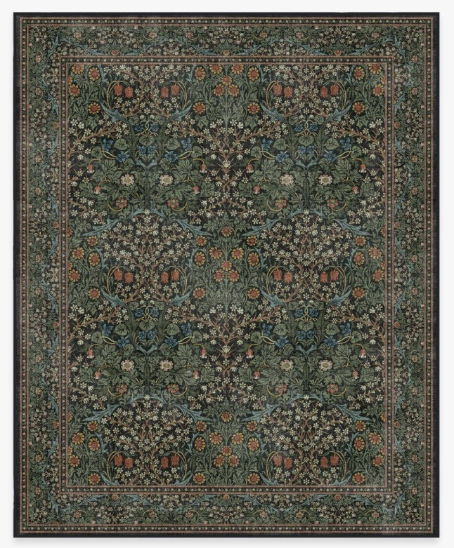 Morris and Co Blackthorn Forest Green Rug