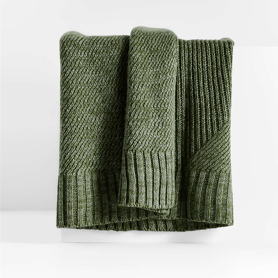 Sweater Knit Green Throw Blanket