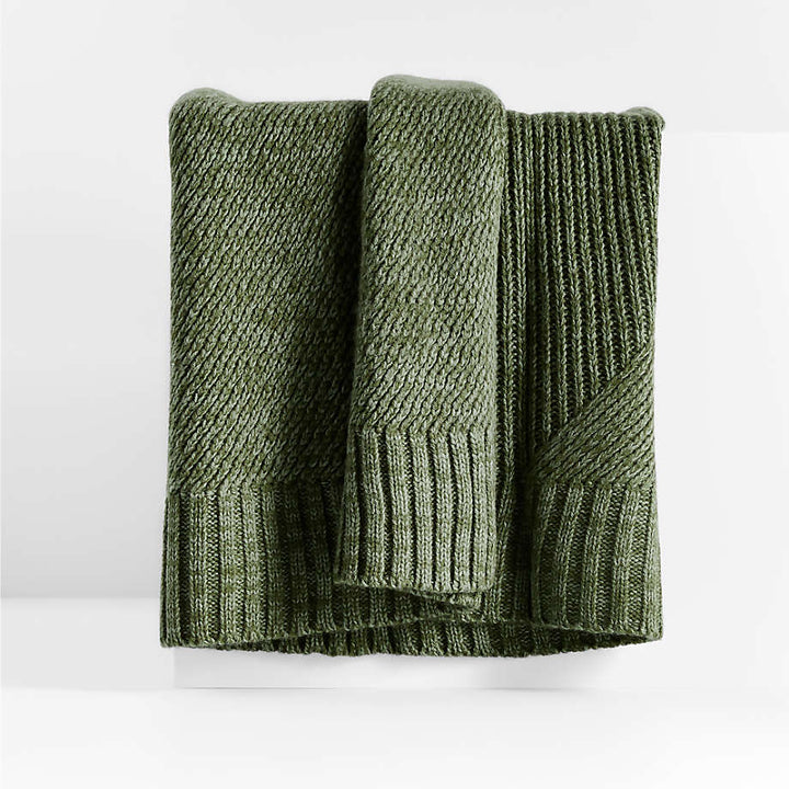Sweater Knit Green Throw Blanket