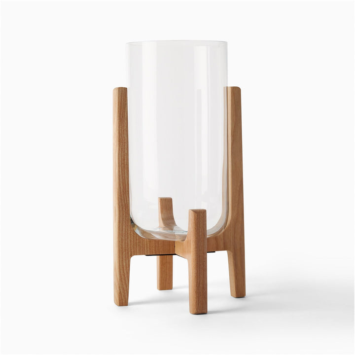 Marti Mid Century Glass and Wood Lanterns-Medium