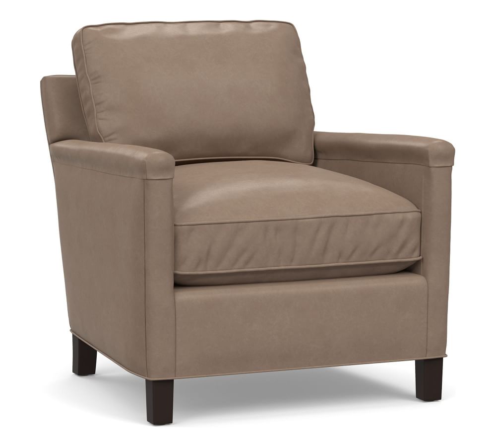 Tyler Leather Square Arm Armchair With Nailheads