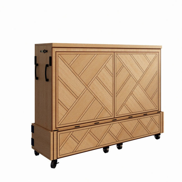 Ambrosia Queen Solid Wood Rolling Cabinet Bed