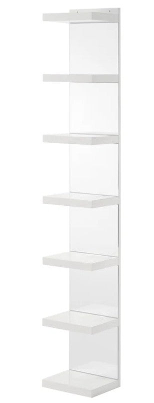 White Open Shelving Unit with Mirrored Back