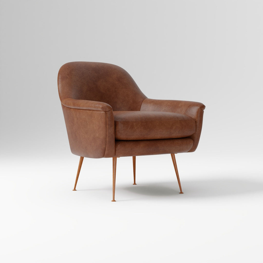 Phoebe Leather Chair Wood Legs