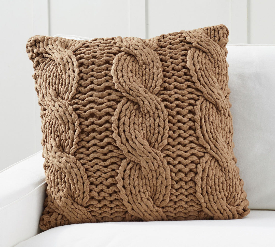 Colossal Handknit Pillow Bronze With insert 24" x 24"