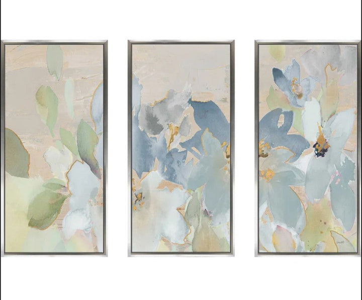 Muted Spring Giverny Framed On Canvas 3 Pieces Painting With Frame