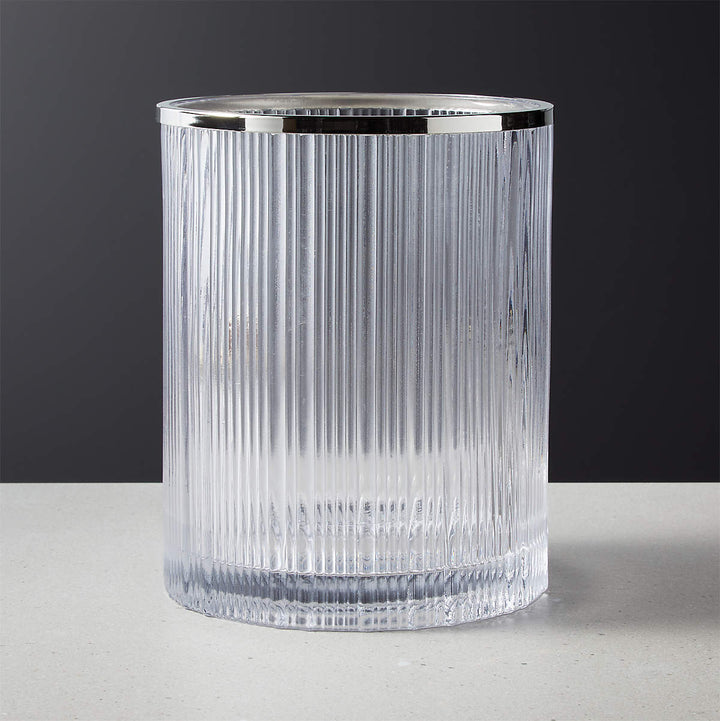 ATHENA RIBBED GLASS ROUND WASTEBASKET