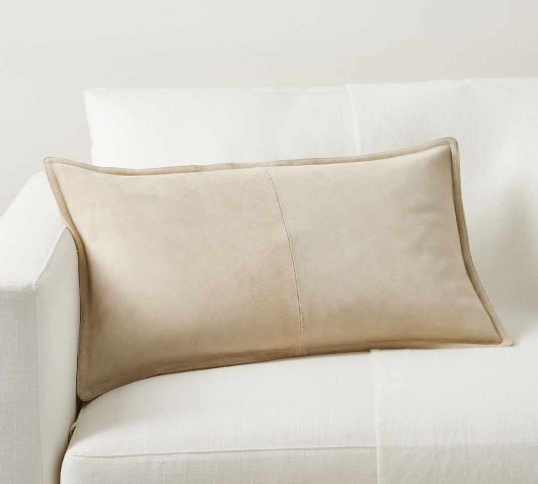 Pieced Suede Lumbar Throw Pillow