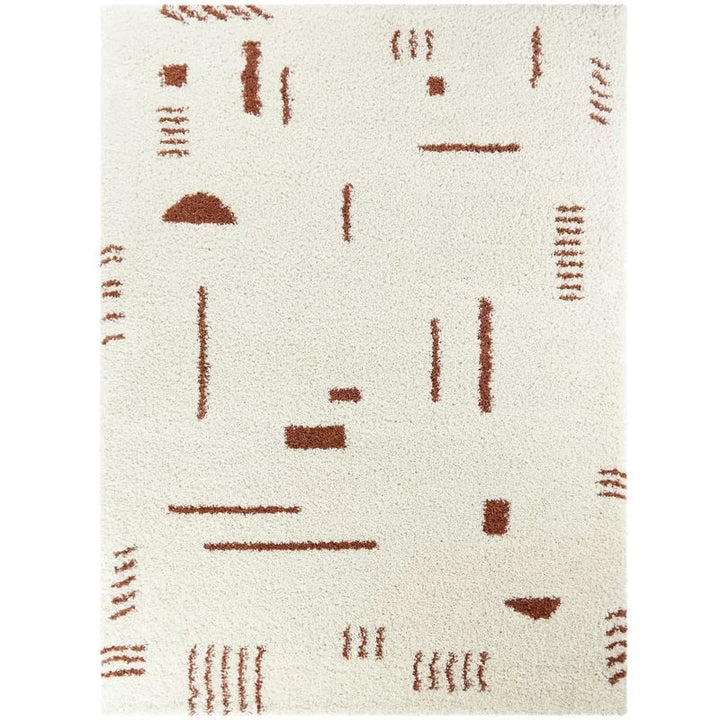 Dani Geometric Shag Ivory Burnt Orange Area Rug-7'10''x10'