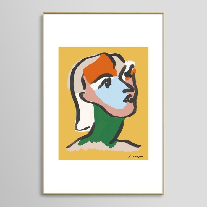 Ninette in Yellow Modern Portrait Print Art