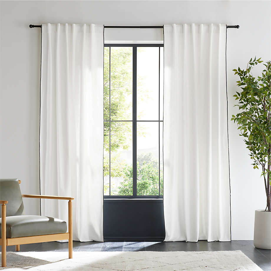 Crisp White Merrow Stitch Window Curtain Panel 96