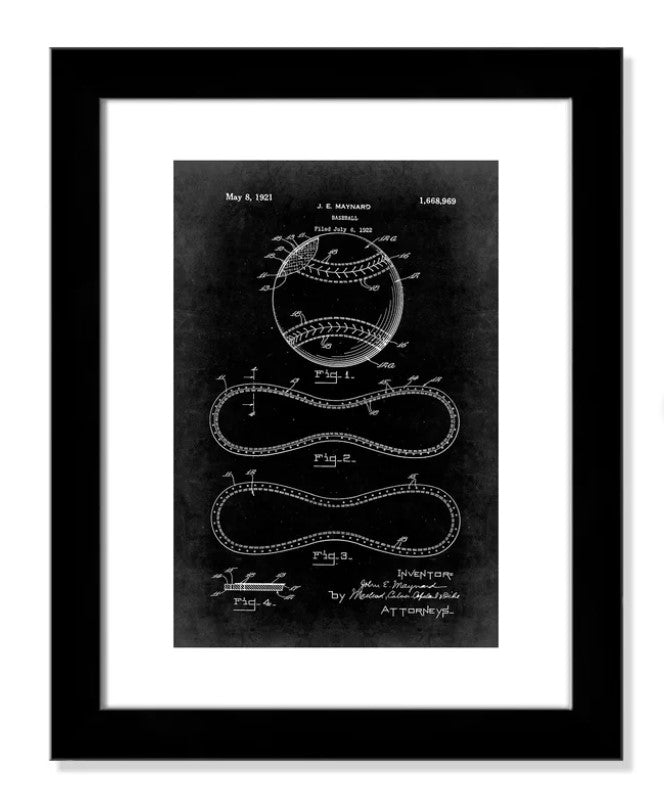 Vintage Baseball Patent Framed Graphic Art Print