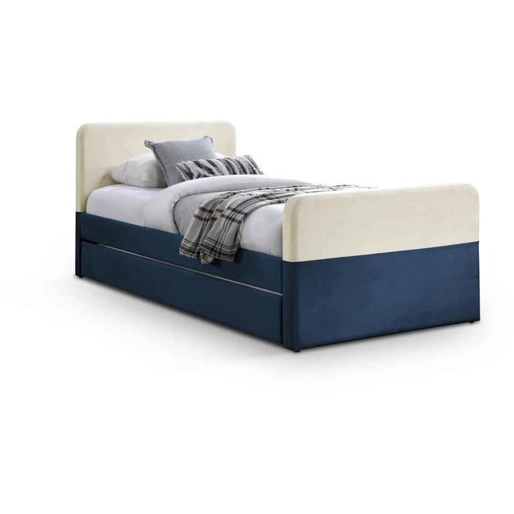 Yeudiel Velvet Upholstered Trundle Bed-Twin