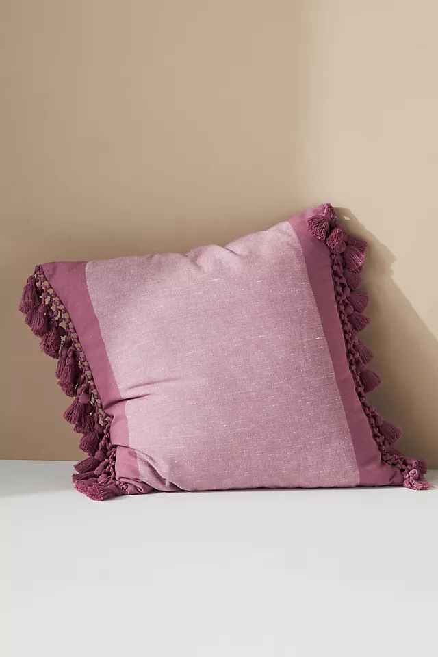 Tasseled Teague Cotton Linen Pillow with insert-22"x22"