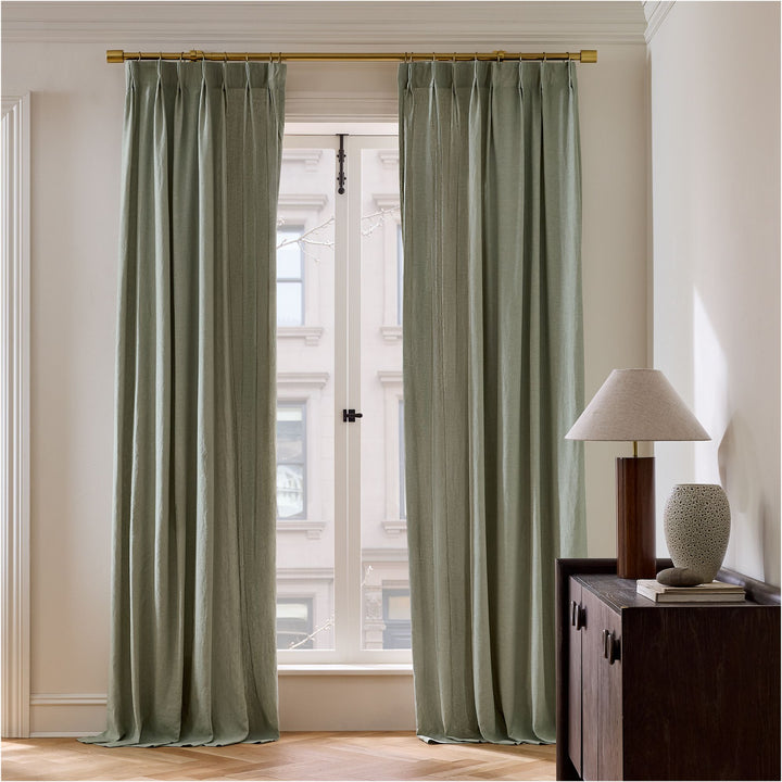 Pleated European Flax Linen Blackout Curtain
