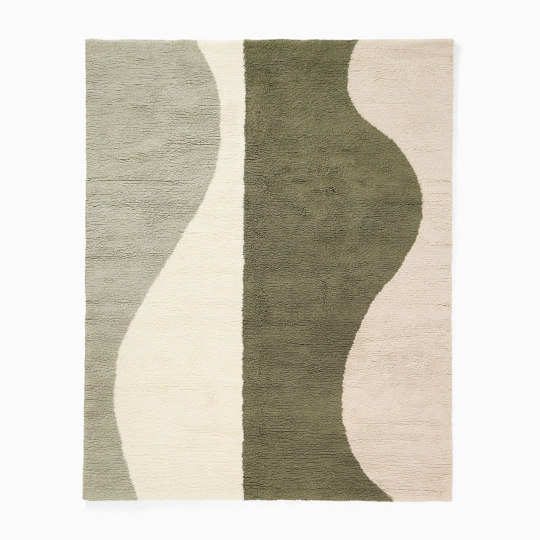 Modern Wave Shag Wool Rug 9'x12'