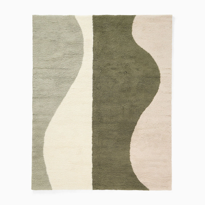 Modern Wave Shag Wool Rug 9'x12'