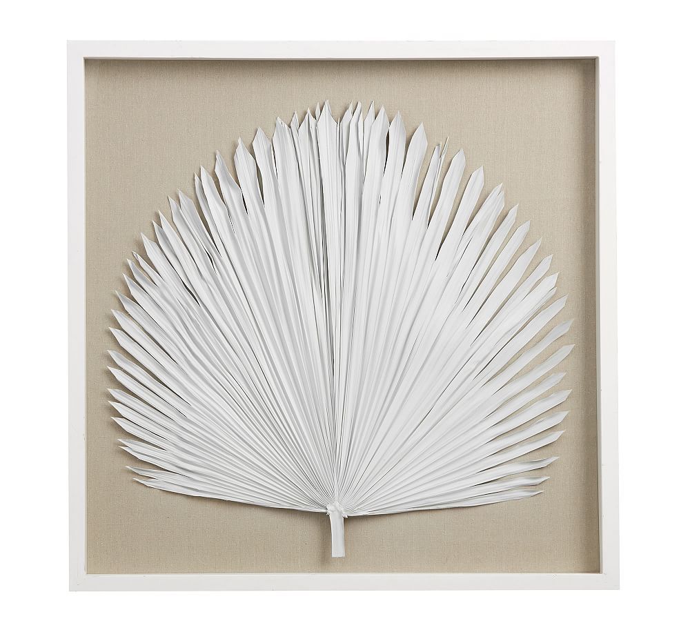Palm Leaf Shadow Box Wall Art White With Frame