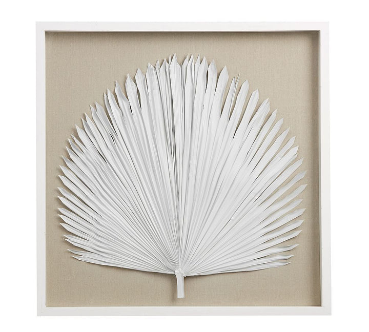 Palm Leaf Shadow Box Wall Art White With Frame