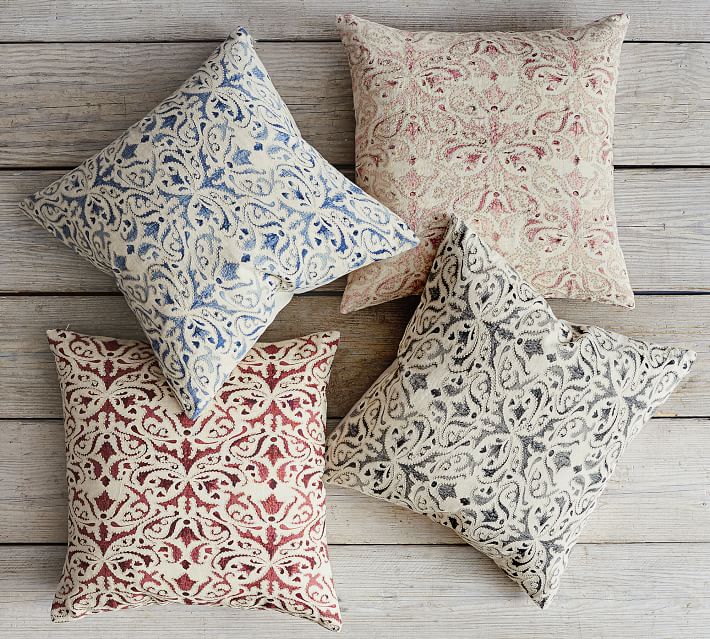 Reilley Linen Embroidered Pillow Covers No Insert-22"x22"