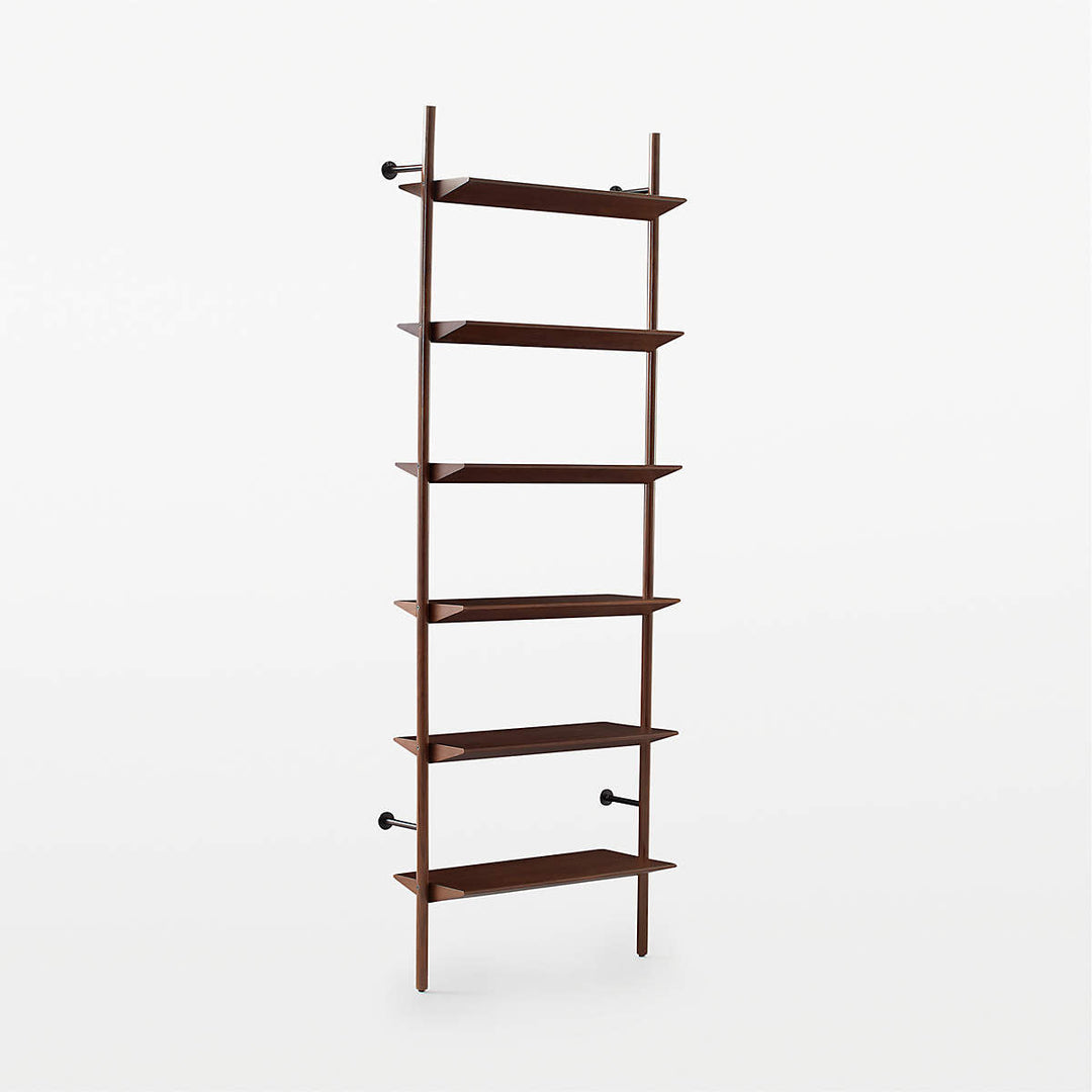 Nabla Brown Walnut Wood Wall Mount Bookcase