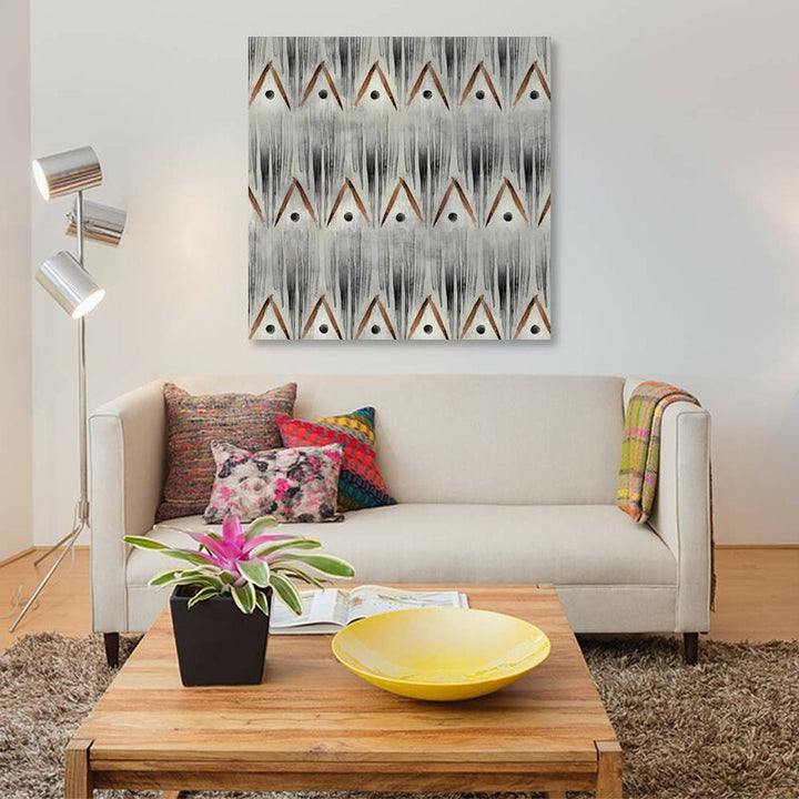 Grey Tribal Graphic Art Print on Canvas