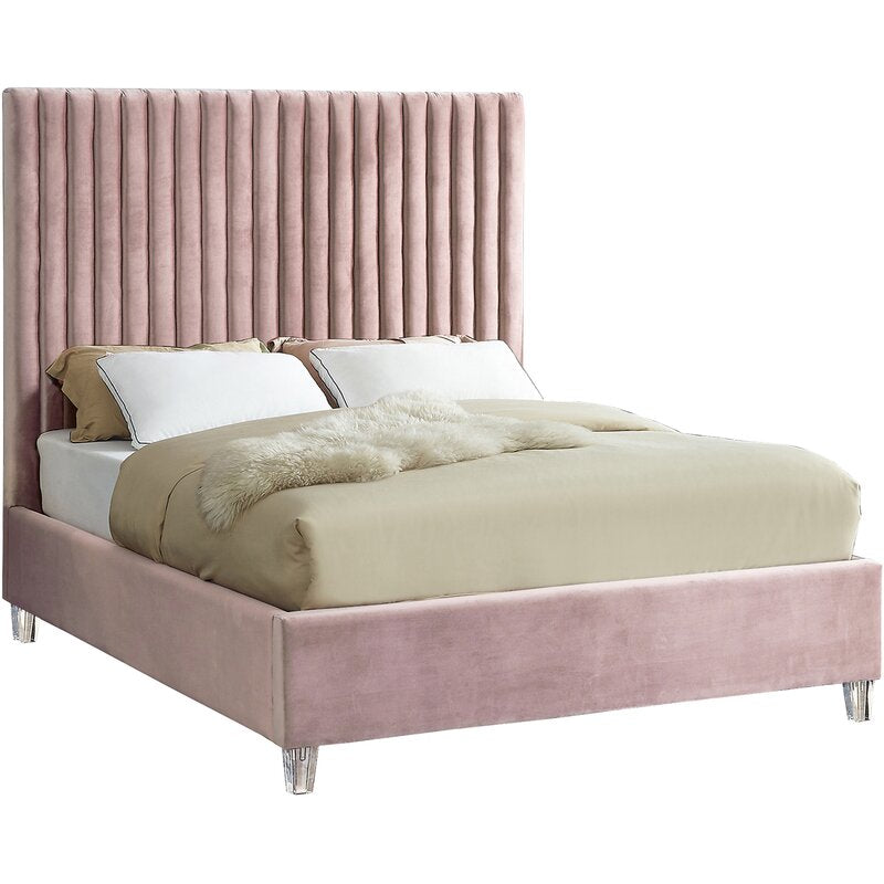 Queen Pink Fuiloro Tufted Upholstered Low Profile Platform Bed