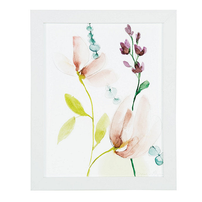 Soft Mauve Floral Art Print II With Frame