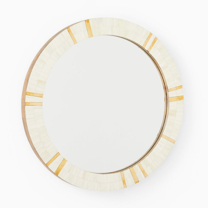 Brass And Bone Rays Round Wall Mirror