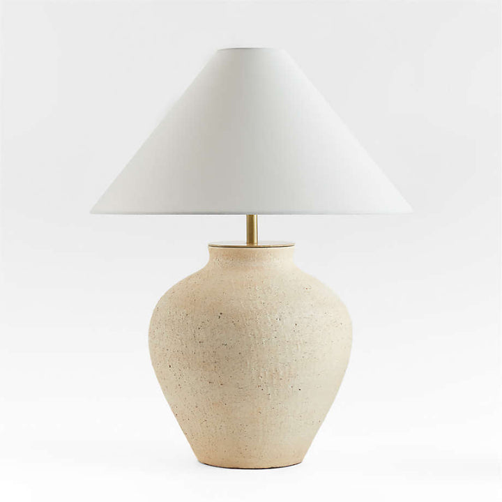 Corfu Cream Table Lamp with Linen Taper Shade