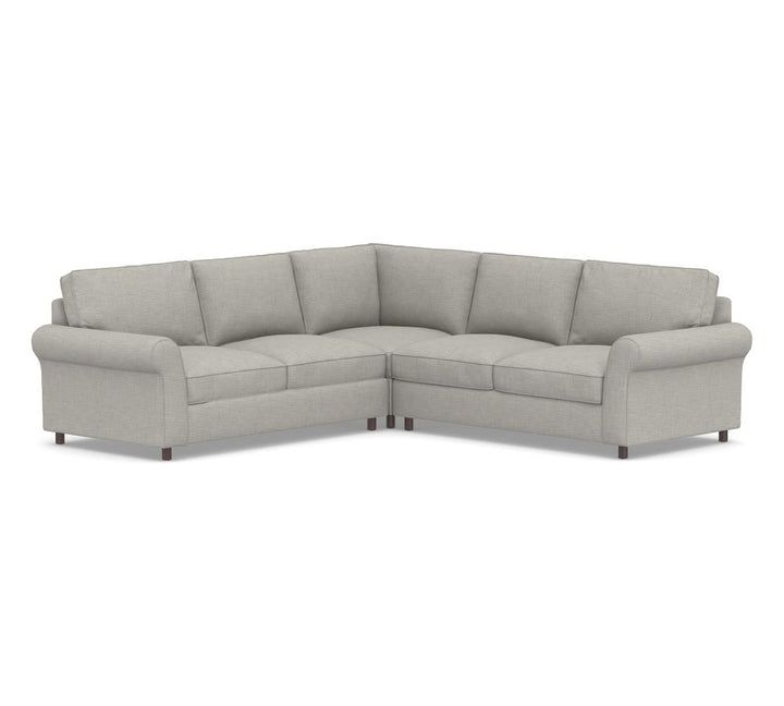 PB Comfort Roll Arm Upholstered 3-Piece L-Sectional