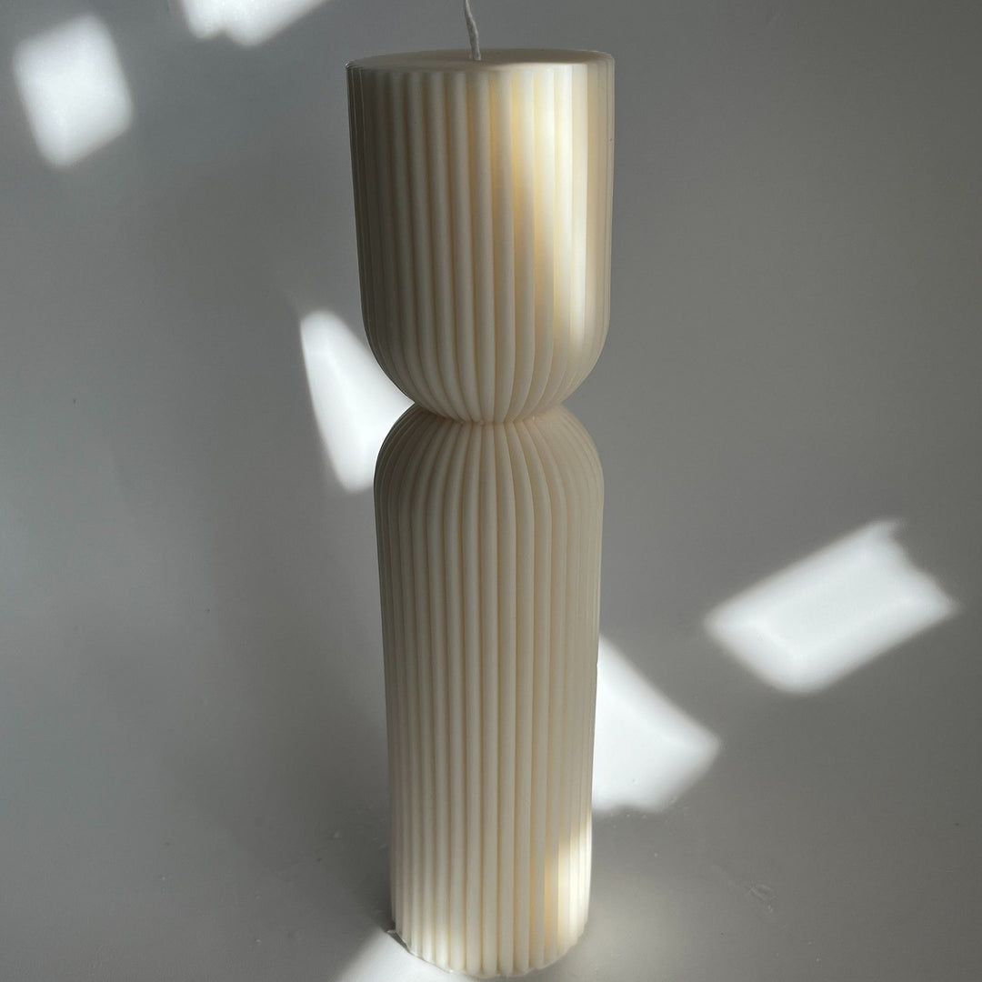 Aaram Lux Striped Column Candle Tall