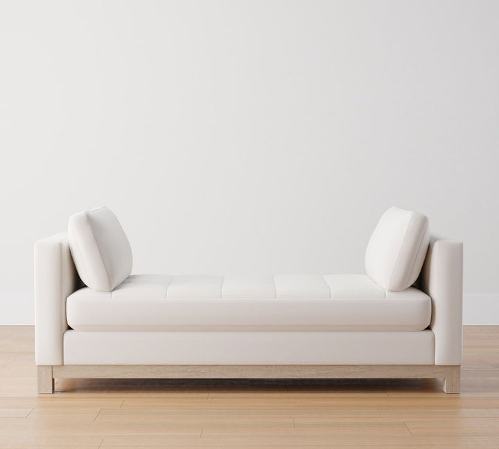 Jake Tufted Upholstered Settee with Wood Base