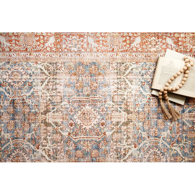 Cassian Persian Inspired Ocean Rust Area Rug 9'x12'