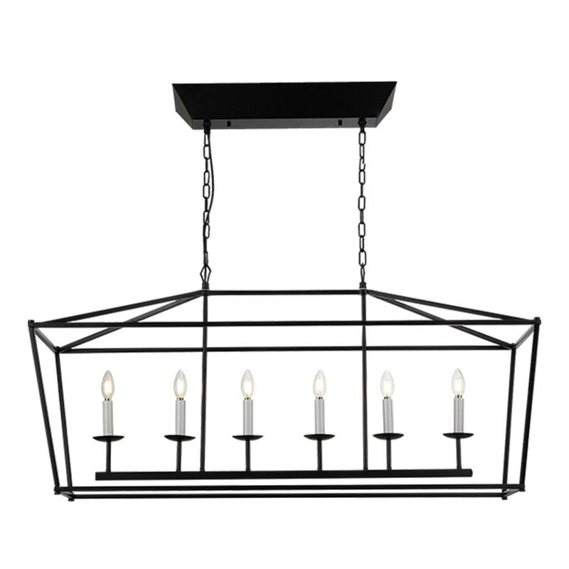 Cosette Six Light Lantern Rectangle Chandelier