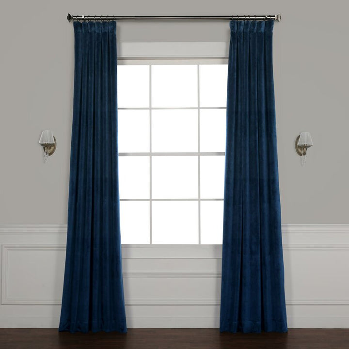 Heritage Velvet Room Darkening Rod Pocket Single Curtain Panel-96"